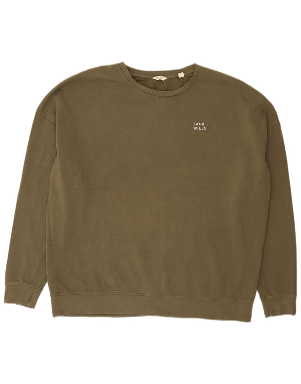 Jack Wills Sweat-shirt surdimensionné pour femme UK 16 Large Kaki Coton