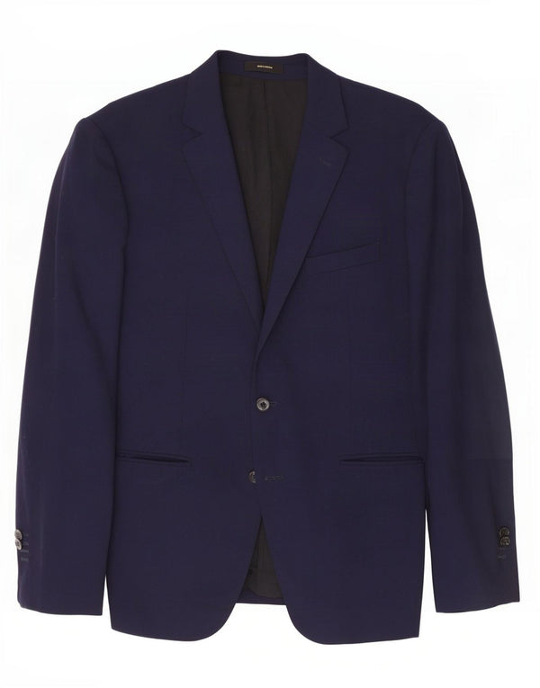 Massimo Dutti Veste Blazer 2 Boutons Homme EU 54 XL Bleu Marine Laine