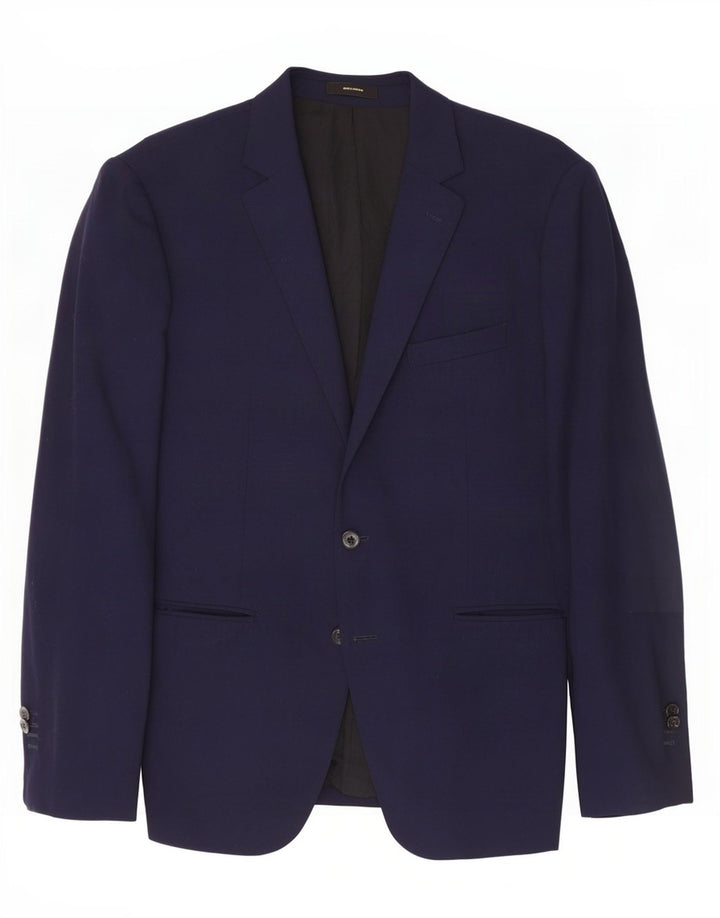 Massimo Dutti Veste Blazer 2 Boutons Homme EU 54 XL Bleu Marine Laine