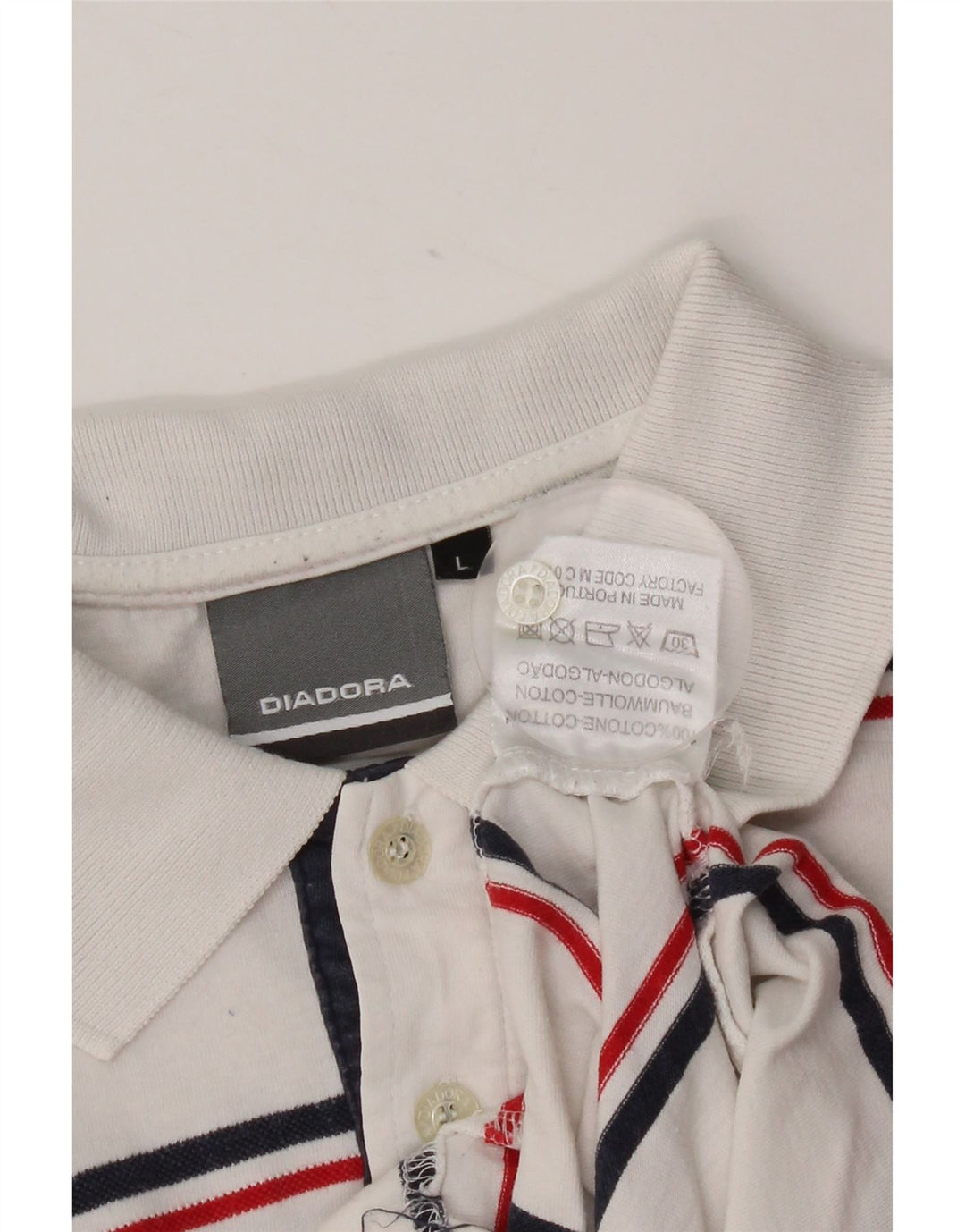 Diadora Polo Homme Large Blanc Rayé Coton