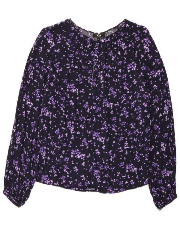 C&A Chemisier Femme EU 38 Medium Purple Floral Viscose