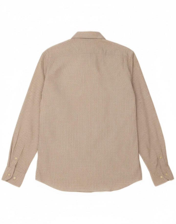 MASSIMO DUTTI Mens Shirt Medium Beige Check Cotton