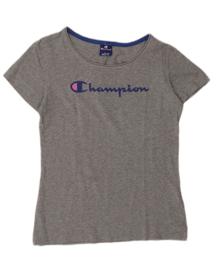 Champion T-Shirt Graphique Femme UK 12 Gris Moyen Coton