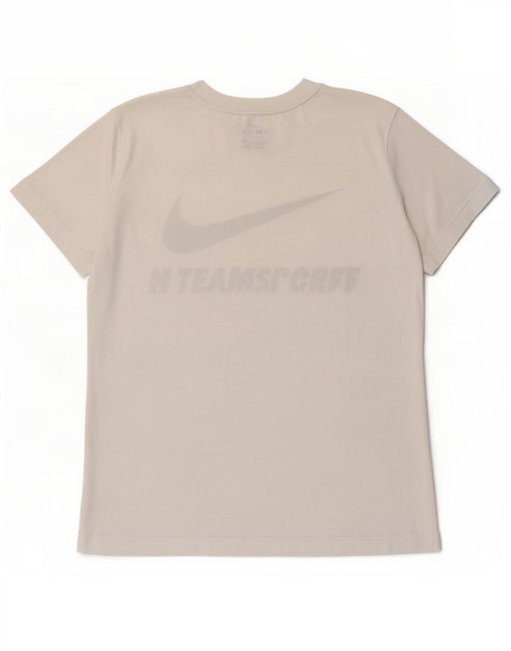 Nike Womens Dri Fit Graphic T-Shirt Top UK 12 Polyester Blanc Moyen