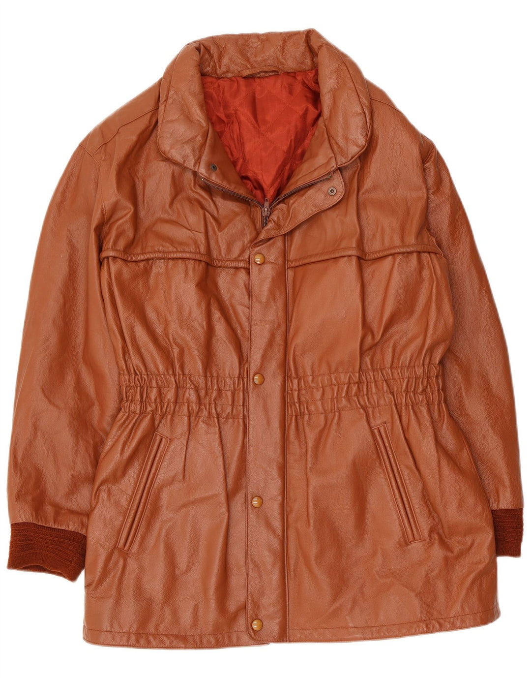 veste en cuir femme vintage UK 10 Petit Brun