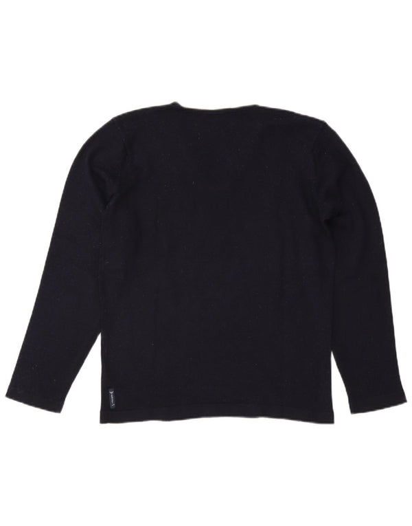 Armani Jeans Pull Col V Homme Bleu Marine Moyen Laine Colorblock