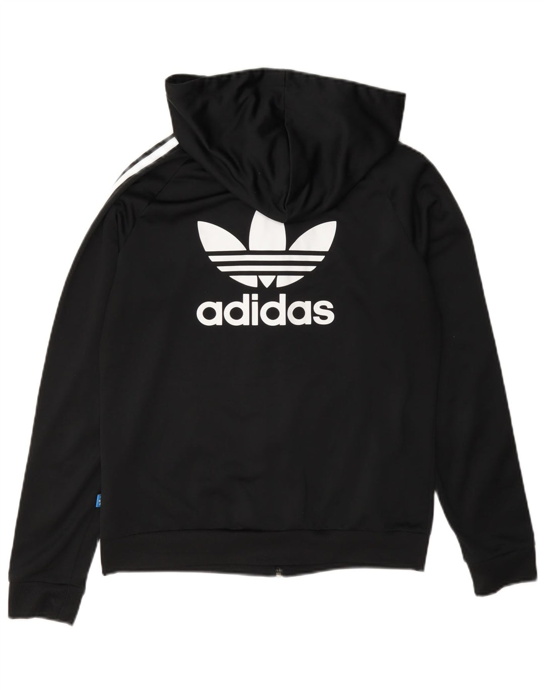 Adidas Pull à capuche zippé graphique pour femme UK 12 Polyester noir moyen