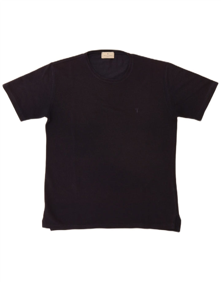 Trussardi Femme T-Shirt Top UK 44 Medium Bleu Marine Polyester