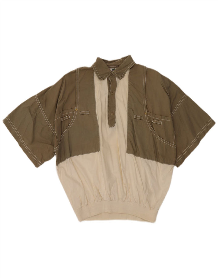 Nouveau Fast Chemise pull à manches courtes pour hommes EU 48/50 kaki moyen colourblock