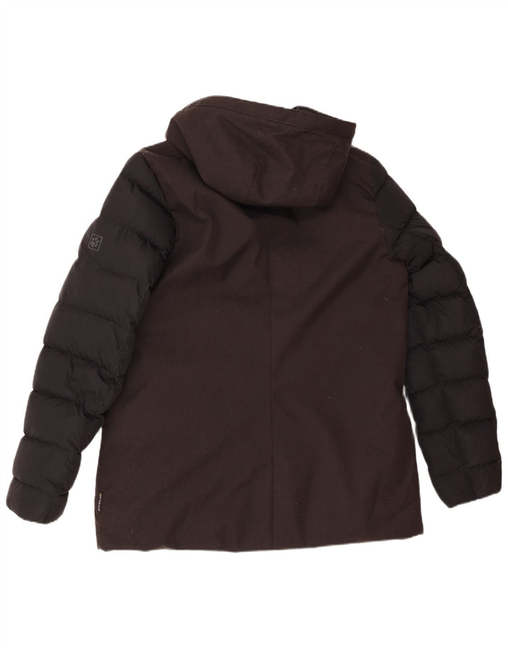 Jack Wolfskin Veste matelassée à capuche pour femme UK 12 Medium Black Colourblock
