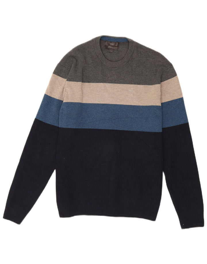 Marks & Spencer Pull à col rond pour homme, grandes rayures multicolores