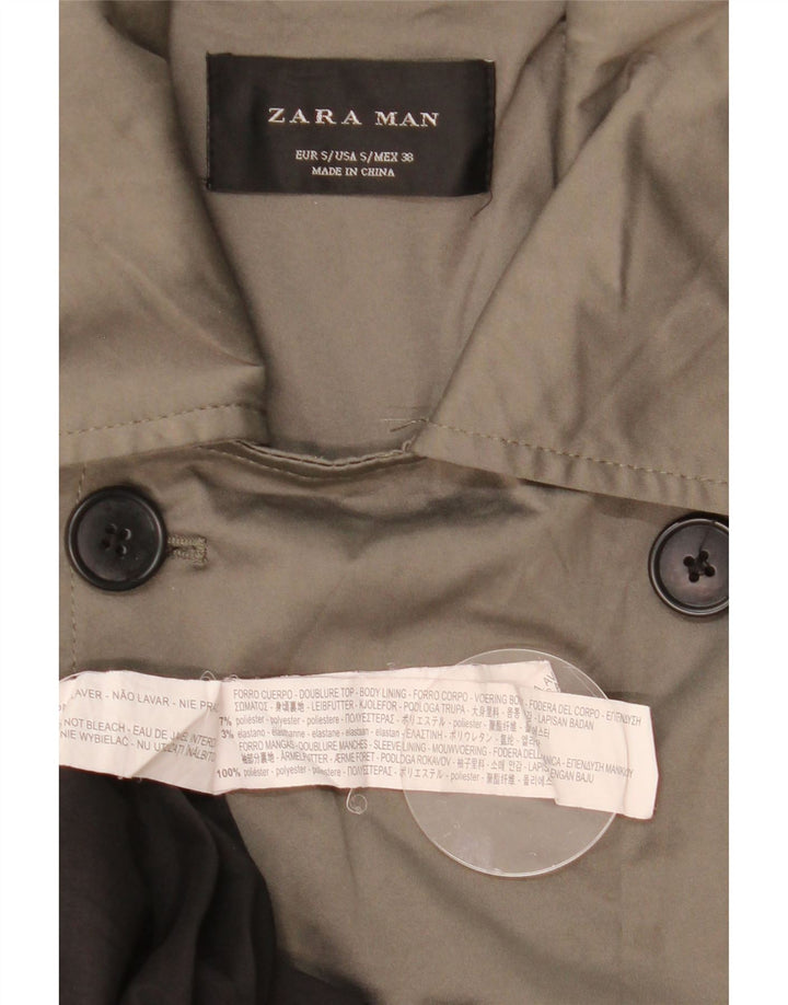 Zara Trench Homme UK 36 Petit Kaki Polyester