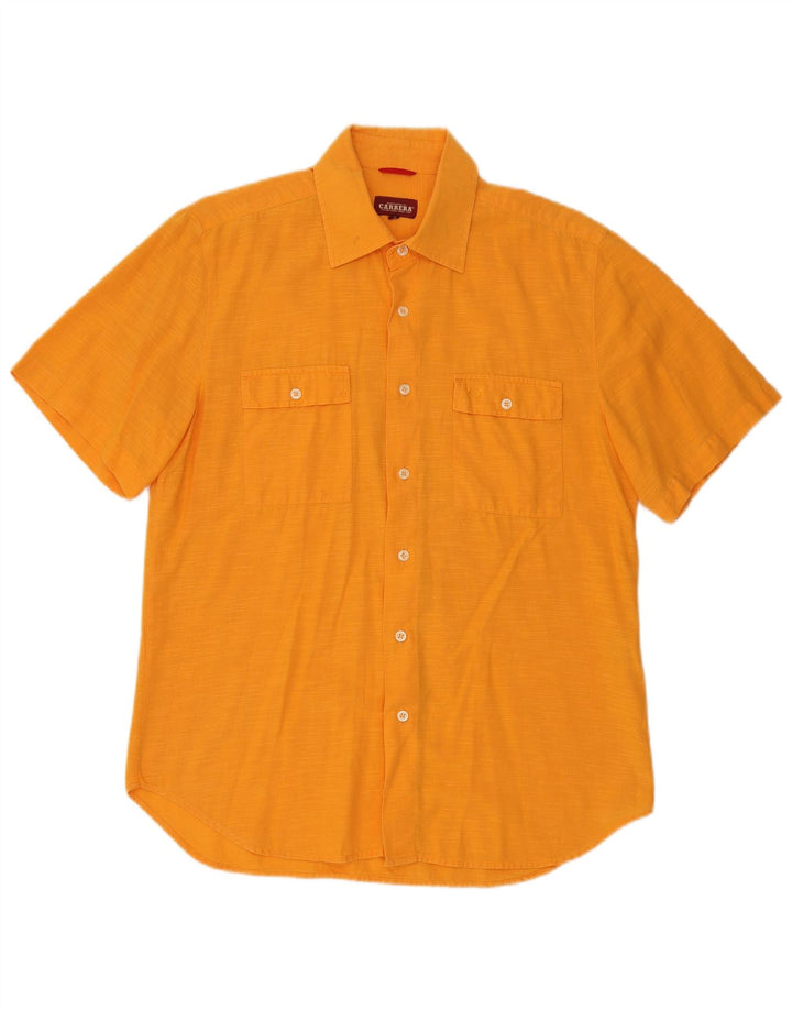 Carrera Chemise à manches courtes pour homme en coton moucheté orange Large