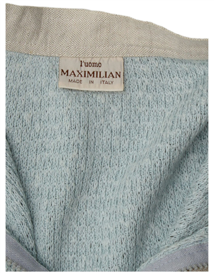 Maximilian Cardigan entièrement zippé pour homme, grand color block bleu