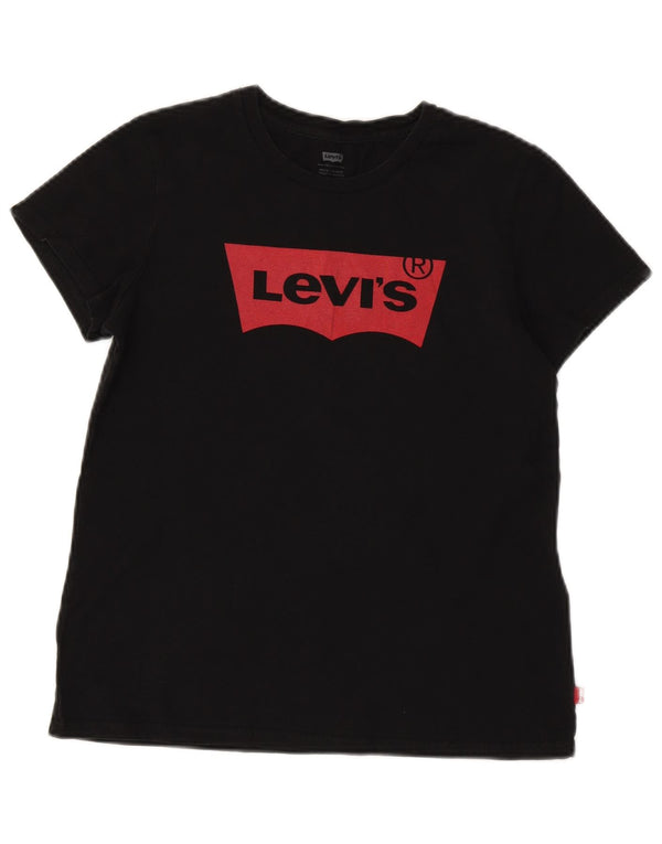 Levi's Womens Graphic T-Shirt Top UK 10 Small Black Cotton