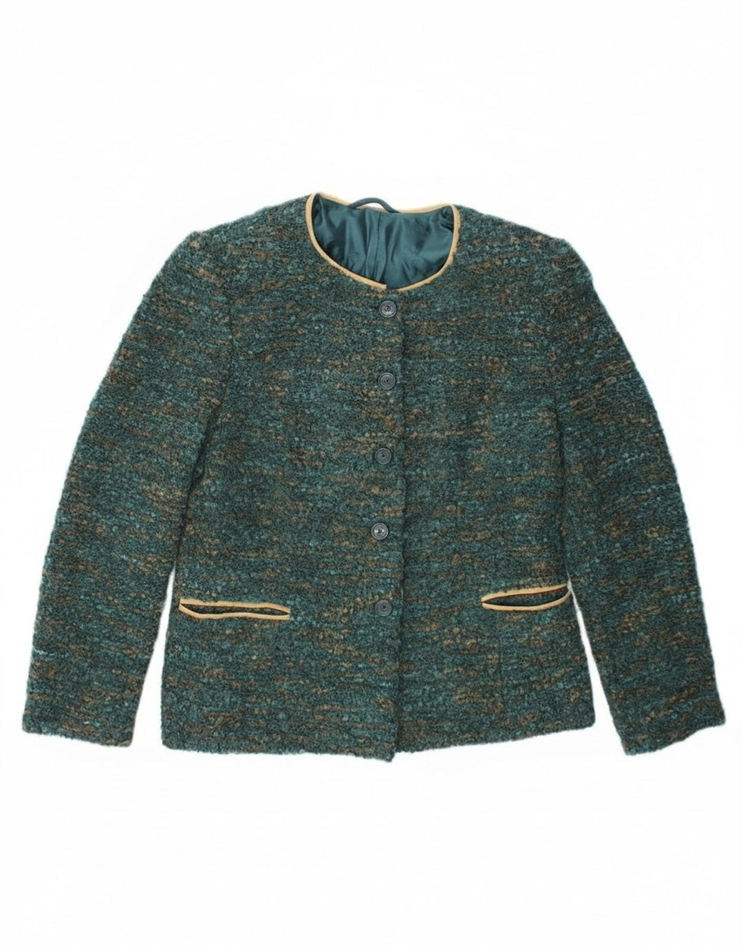 vintage Femme 4 Bouton Blazer Veste UK 12 Moyen Vert Moucheté