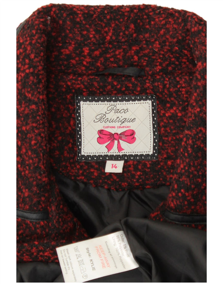 Paco Boutique Veste 3 Boutons Femme UK 14 Polyester Bordeaux Moyen