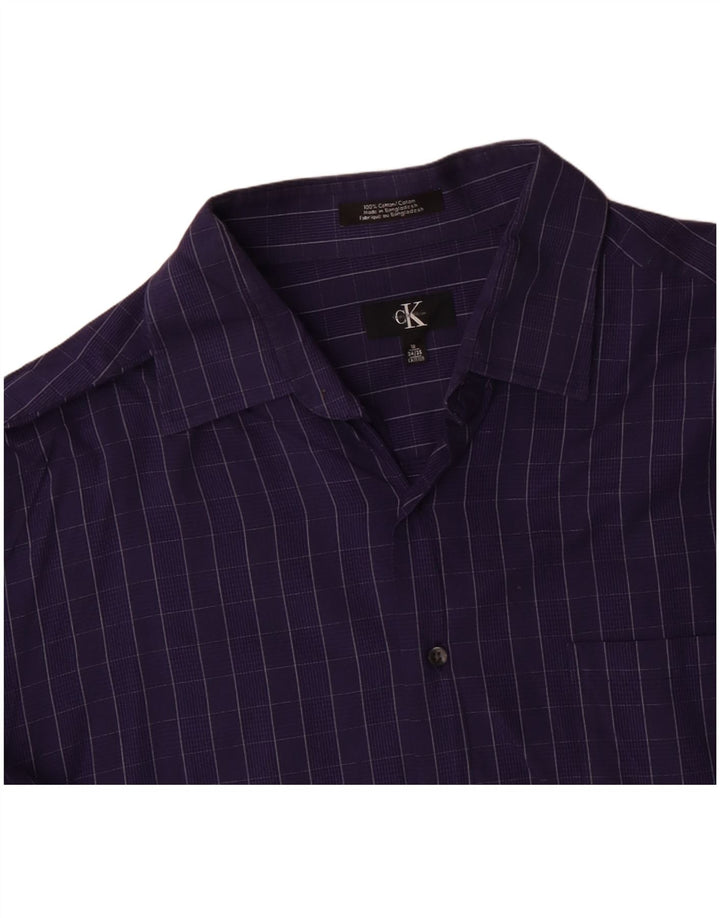 CALVIN KLEIN Chemise Homme Taille 18 2XL Violet Check Coton