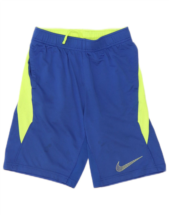 Nike Short de sport Dri Fit pour garçon 8-9 ans Petit Bleu Colorblock Polyester