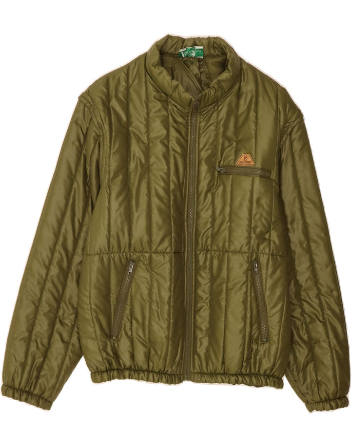 VINTAGE Mens Padded Jacket UK 40 Large Green Nylon Vintage Vintage and Second-Hand Vintage from Messina Hembry 