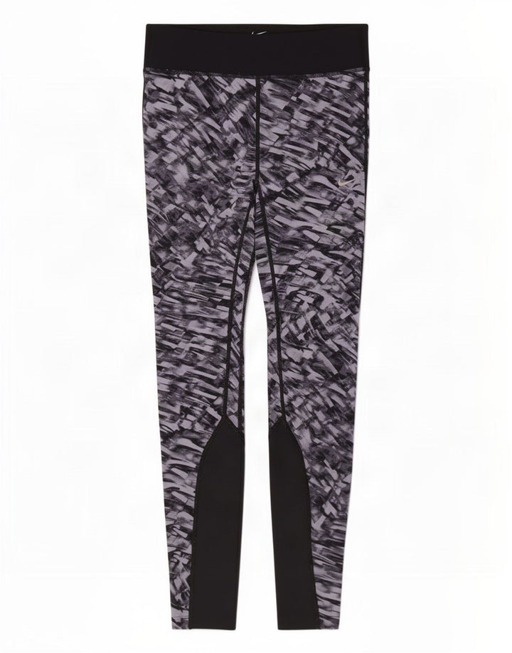 Nike Legging Dri Fit à motif abstrait pour femme UK 8 Small Gris