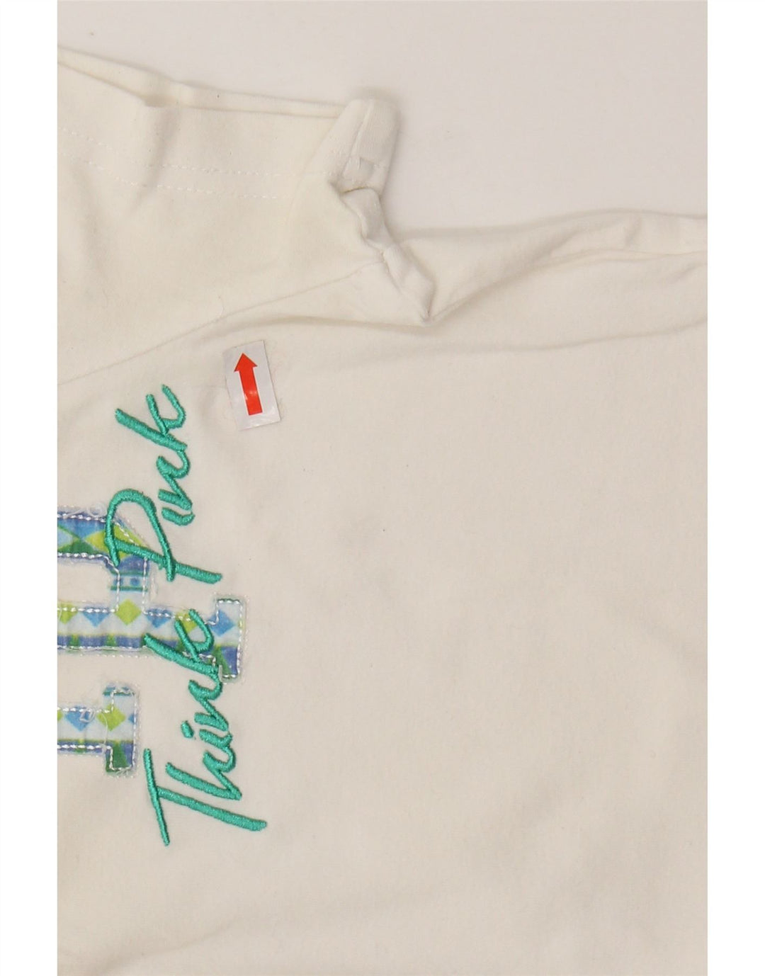 THINK PINK Polo graphique pour femme UK 8 petit coton blanc