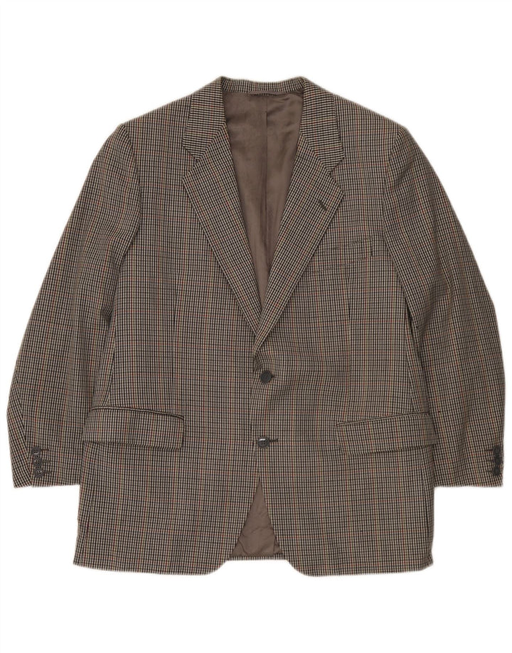 vintage Homme 2 Bouton Blazer Veste UK 38 Moyen Gris Pied-de-poule