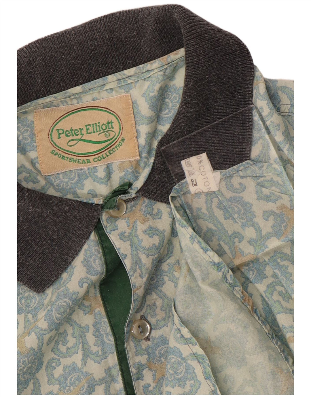 Peter Elliot Chemise pull à manches courtes pour homme en coton floral bleu moyen