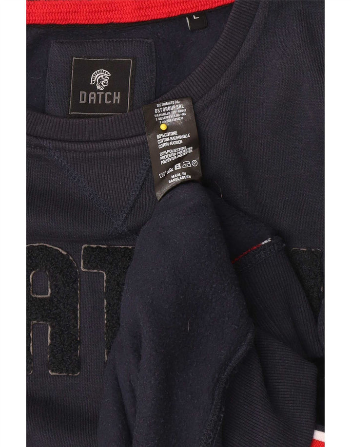 Datch Sweat-shirt graphique pour homme en coton bleu marine Taille L