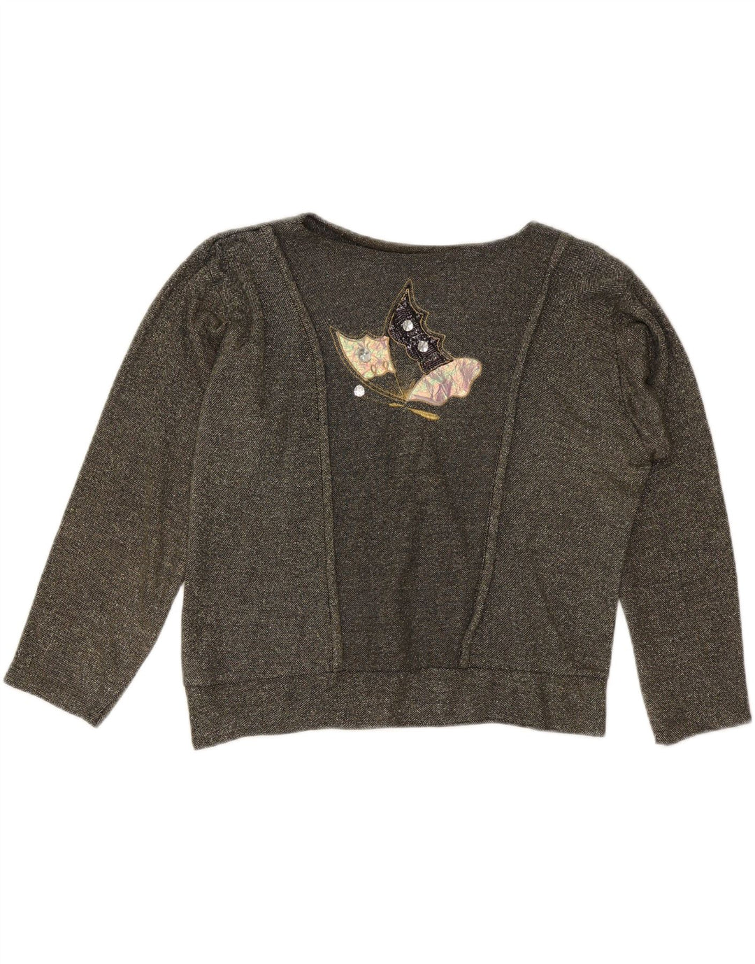 VINTAGE Femme Sweat-shirt graphique surdimensionné Jumper UK 10 Petit Gris