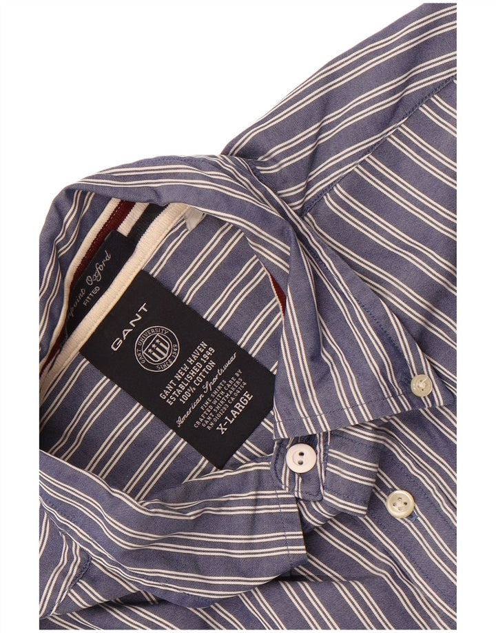 Gant Chemise ajustée XL en coton bleu marine à fines rayures pour homme