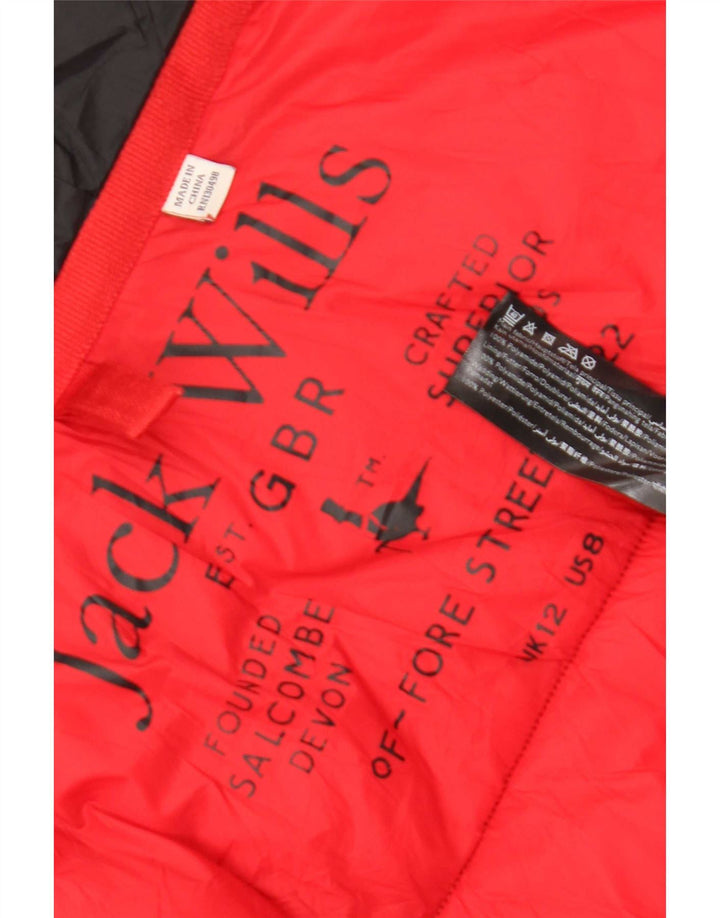 Jack Wills Veste matelassée à capuche pour femme UK 12 Medium Noir Polyamide