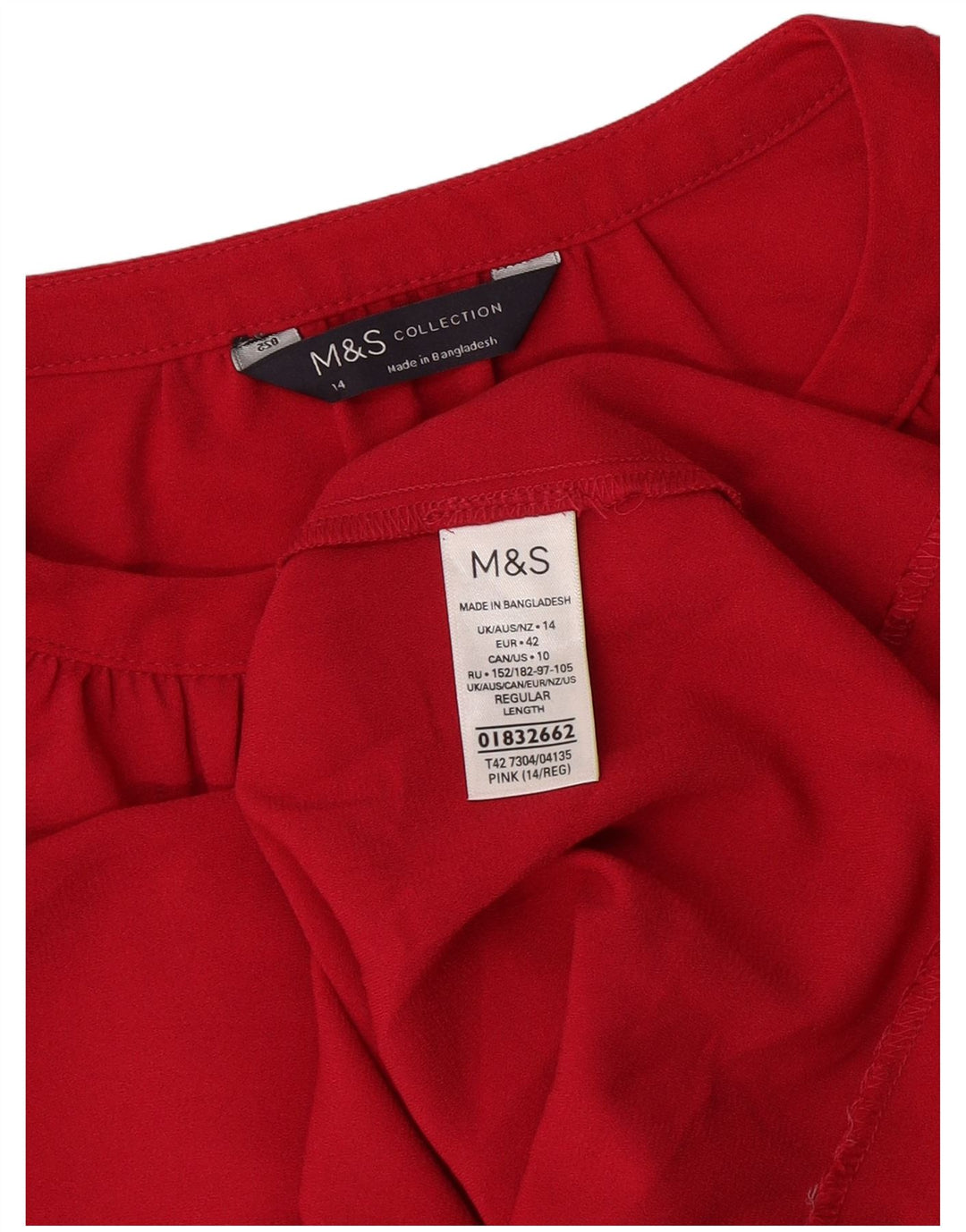 Marks & Spencer Robe droite à manches 3/4 pour femme UK 14 Large Rose Polyester