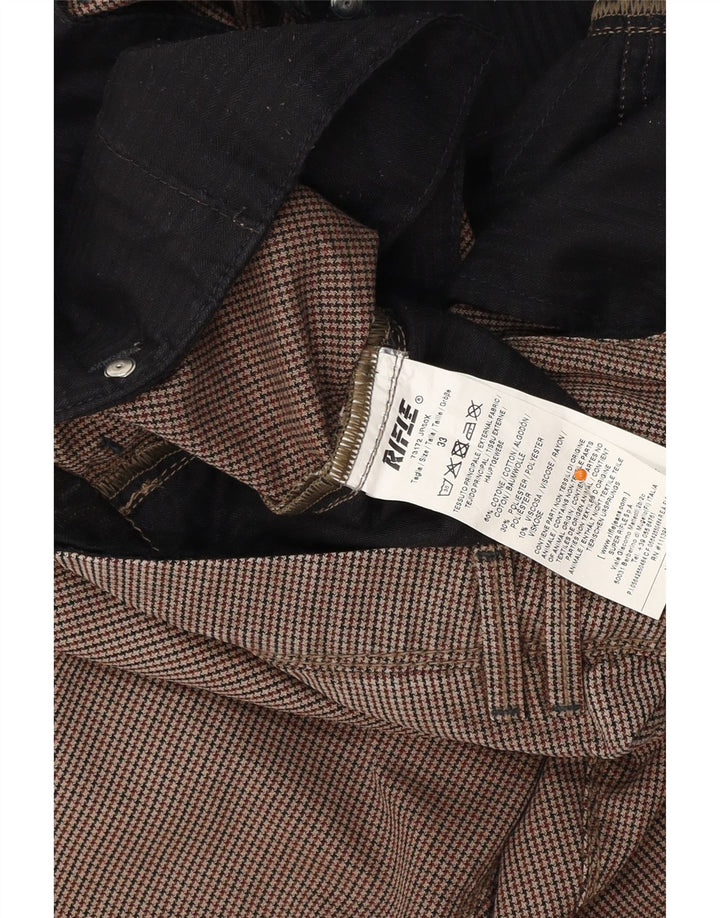 RIFLE Pantalon Chino Slim Homme W33 L32 Marron Pied de Poule Coton