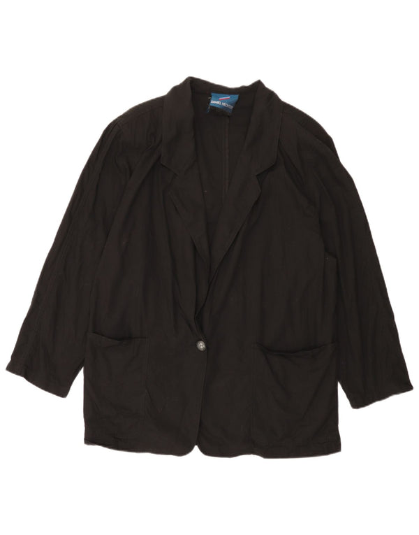 Daniel Hechter Womens 1 Button Blazer Jacket IT 48 XL Black Cotton