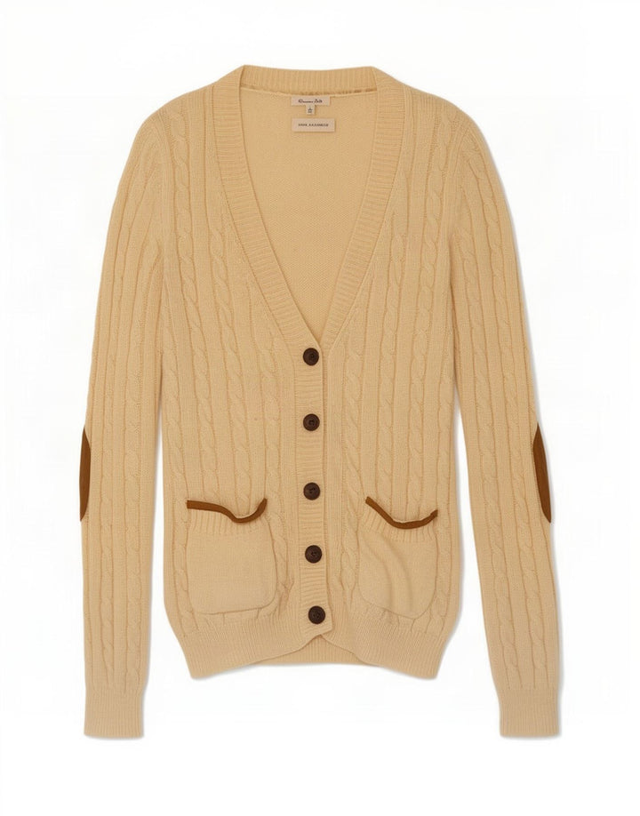 Massimo Dutti Pull Cardigan Femme UK 14 Grande Laine Beige