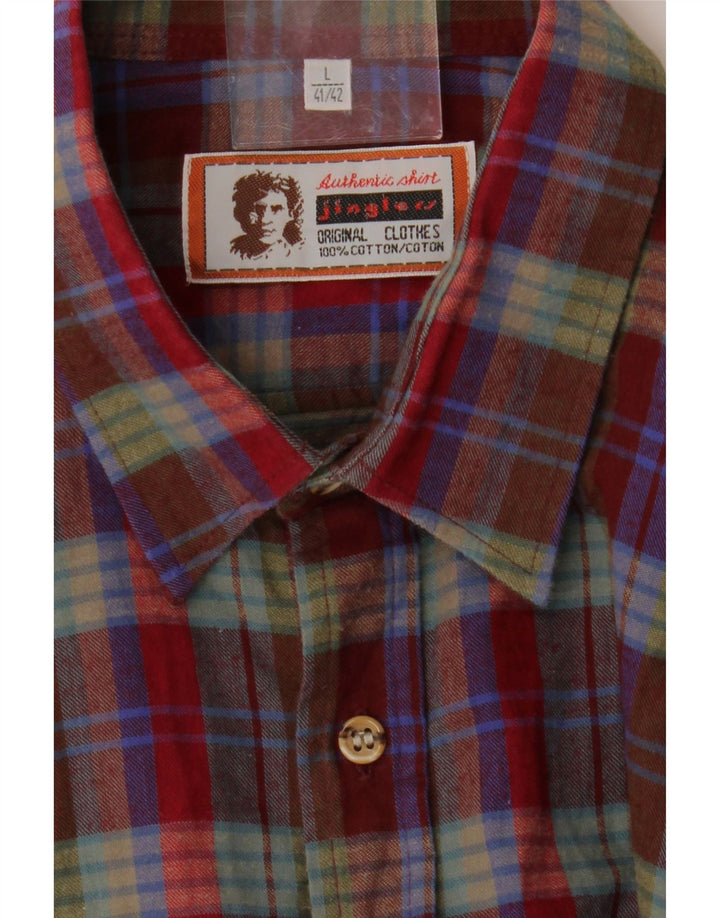 JINGLERS Mens Flannel Shirt Size 41/42 Large Red Check Cotton Vintage Jinglers and Second-Hand Jinglers from Messina Hembry 