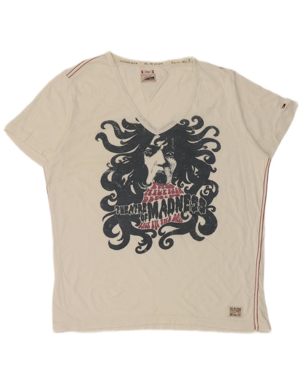 Tommy Hilfiger T-shirt graphique pour femme UK 16 Large Blanc