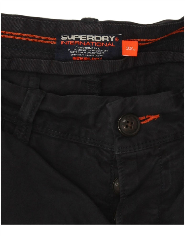Superdry Short Chino Homme W32 Bleu Marine Moyen Coton
