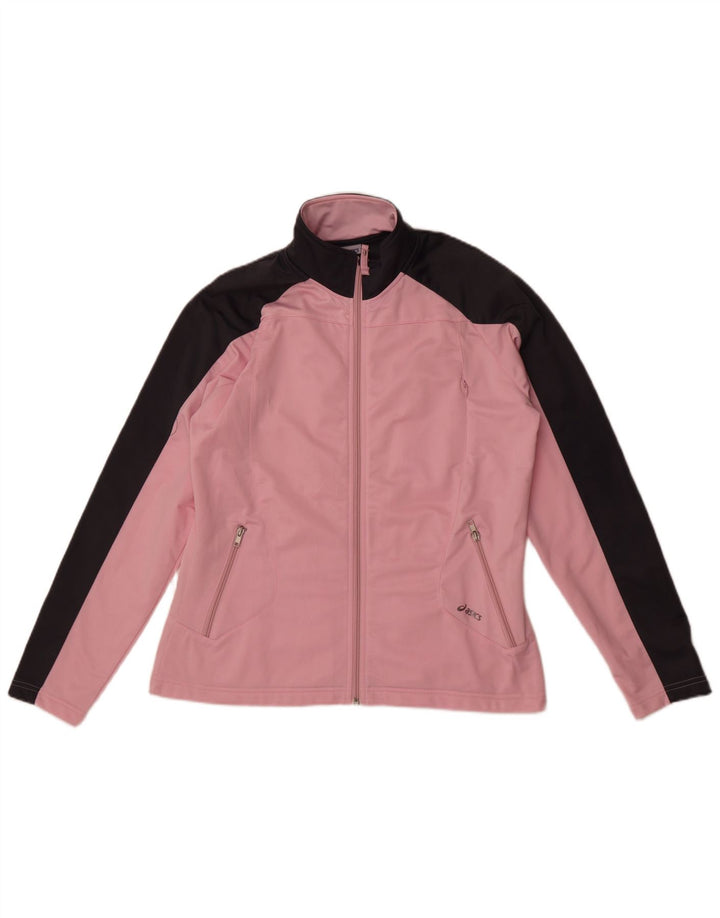 Asics Veste de survêtement pour femme UK 18 XL Rose Colorblock Polyester