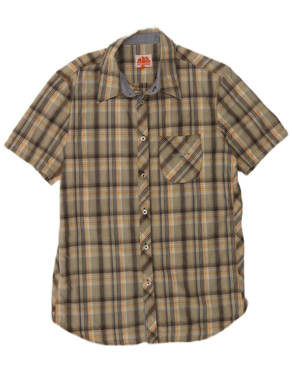 Sundek Chemise à manches courtes pour homme en coton à carreaux multicolores