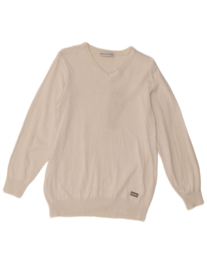 Trussardi Pull Col V Pull XS Blanc |