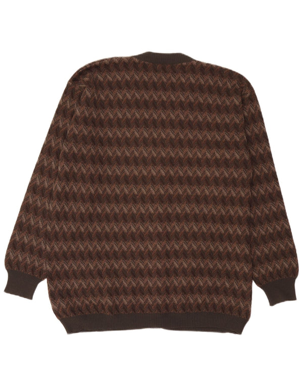 Bernardini Cardigan Homme Pull Large Marron Géométrique