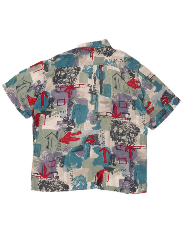 VINTAGE Chemise graphique Comfort Fit pour homme Taille 39/40 Moyen Multicolore