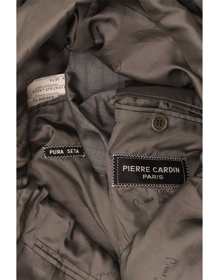 Pierre Cardin Veste Blazer 2 Boutons Homme UK 38 Soie Rayée Gris Moyen