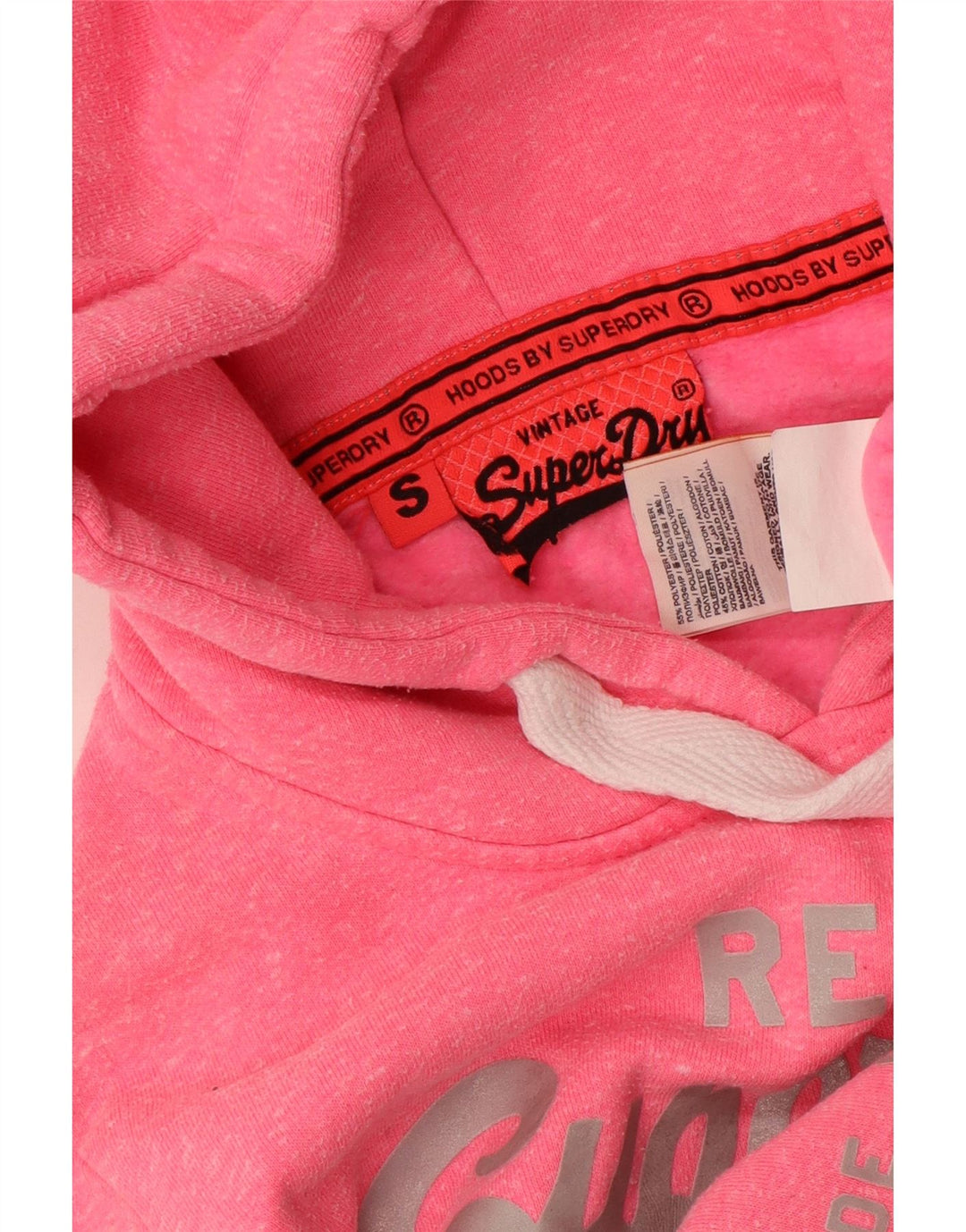 SUPERDRY Pull à capuche graphique pour femme UK 10 Petit coton rose