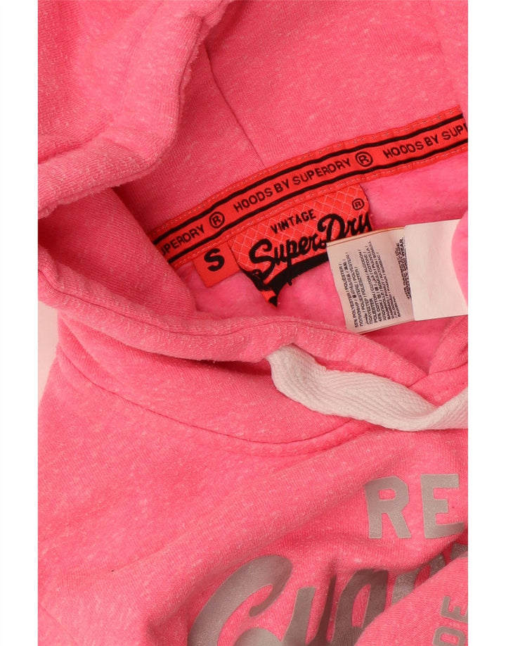 SUPERDRY Pull à capuche graphique pour femme UK 10 Petit coton rose