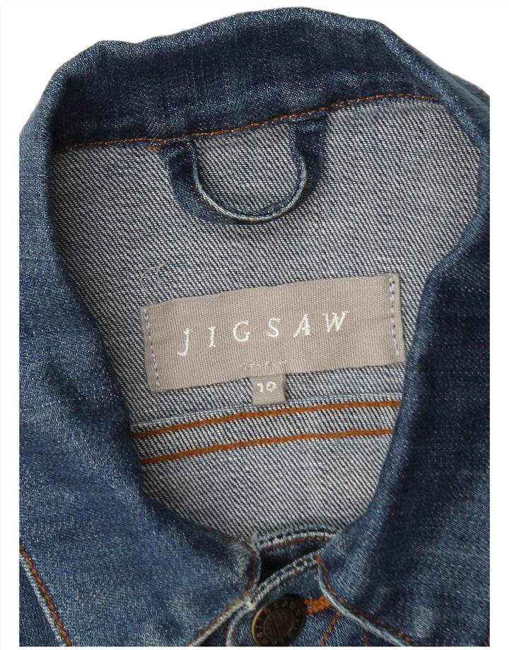 Jigsaw Veste en jean courte pour femme UK 10 Petit coton bleu