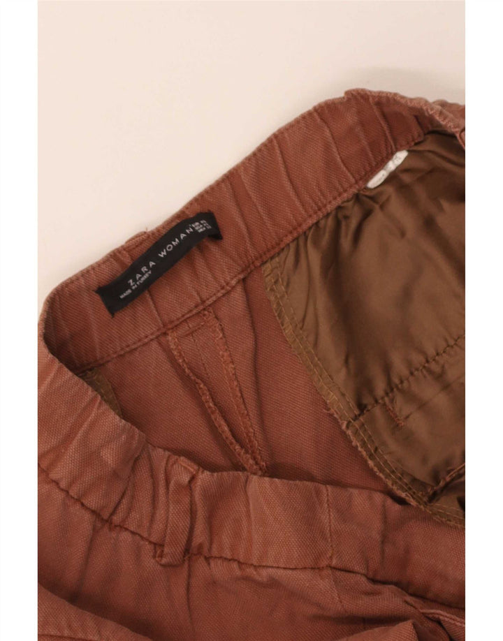 Zara Pantalon Capri Femme XL W32 L22 Marron