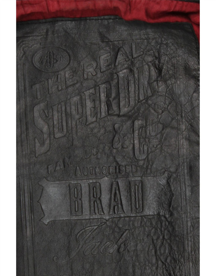 Superdry Veste en cuir militaire pour homme UK 38 Cuir noir moyen